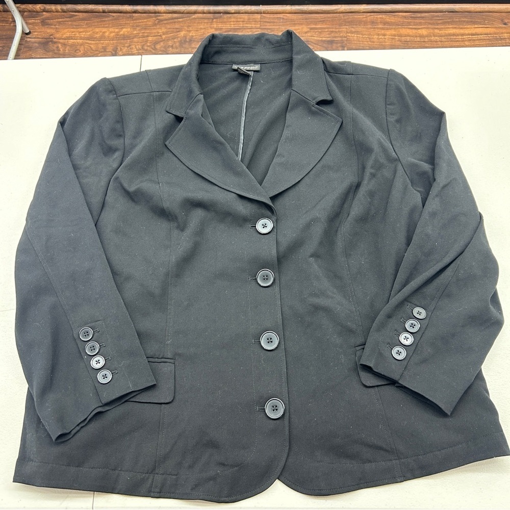 Lane Bryant Black Blazer with Notched Lapels and Structured Design